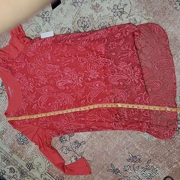 Soft Surroundings Pink Embroidered Silk Lace Hi Lo Lined Tunic Size L - Picture 11 of 12